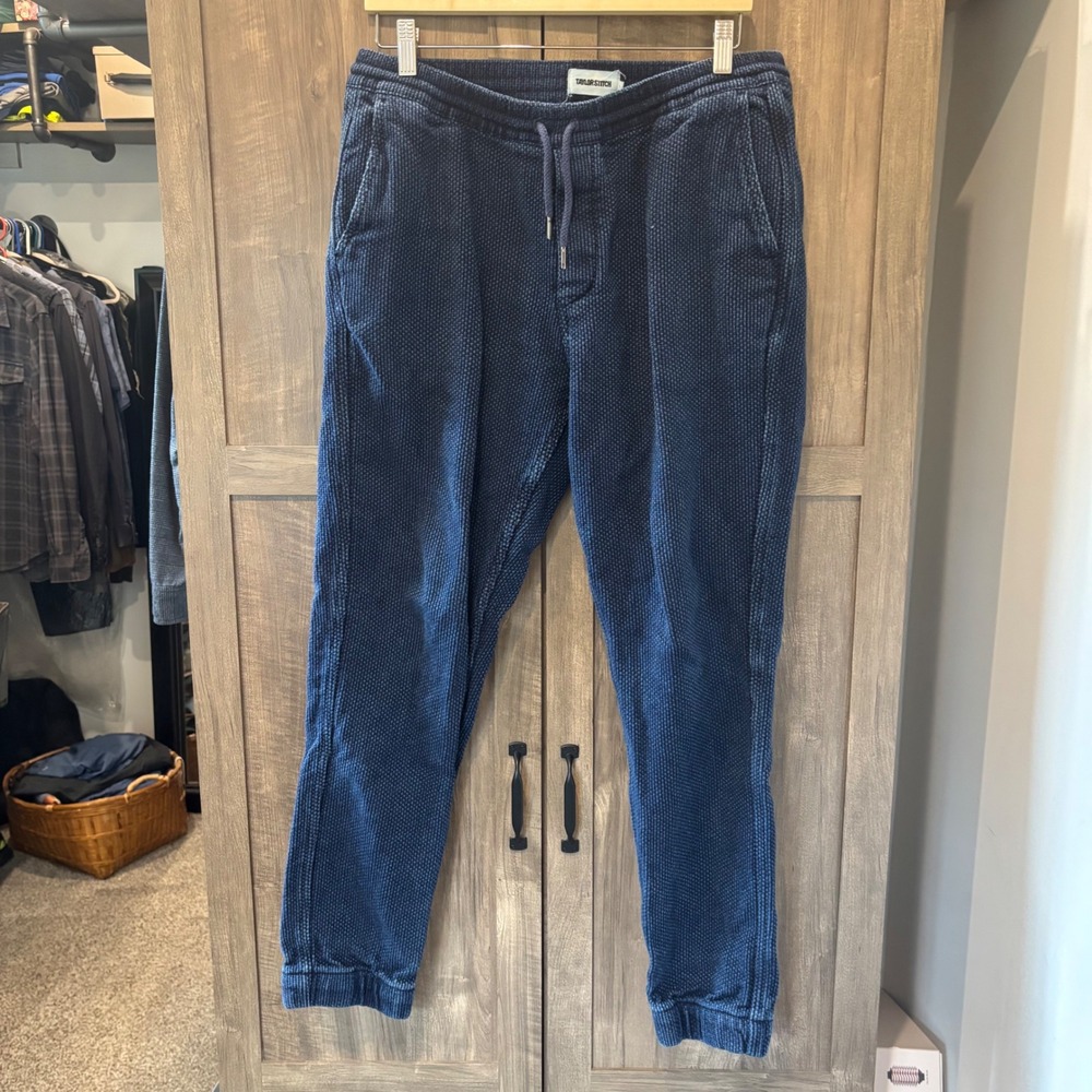 Taylor Stitch Mens Apres Pant Indigo Waffle Organic Cotton Joggers Large
